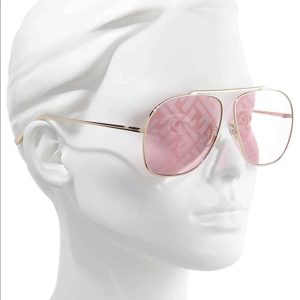 Fendi 64mm Oversize Lenticular Aviator Sunglasses - Picture 2 of 10